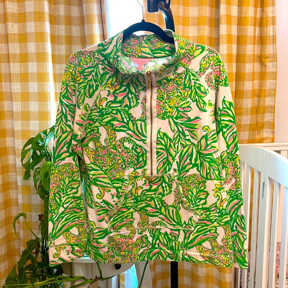 Lilly Pulitzer Popover Zipper With Pocket Elephant Print Women M